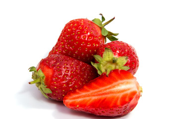 Fresh strawberry on a white background.