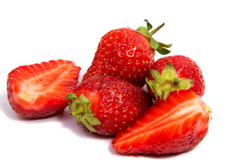 Fresh strawberry on a white background.