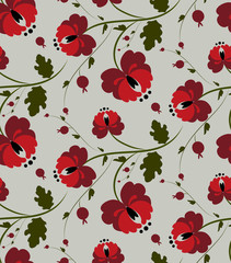Pattern with red flowers