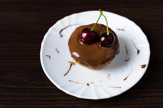 Mini Cheesecake With Chocolate And Cherry