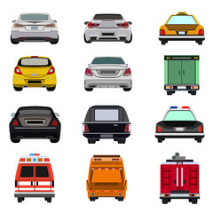 super car flat set icon