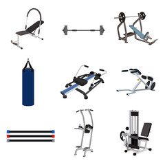 sport equipment flat icon set