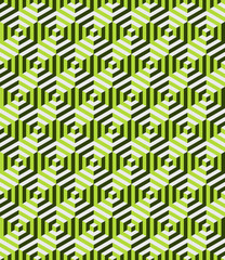 Abstract isometric seamless retro background - green hexagon in vector