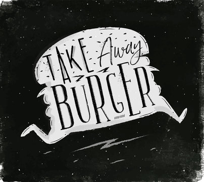 Poster take away burger chalk