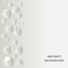 Abstract soaring white pearl molecules design. Vector illustration. Atoms. 3D illustration, poster, flyer template