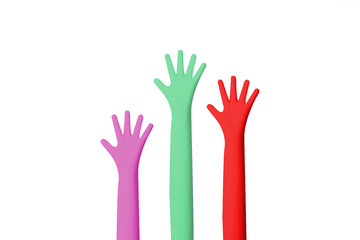 The Colour hands up image closeup