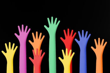 The Colour hands up image closeup