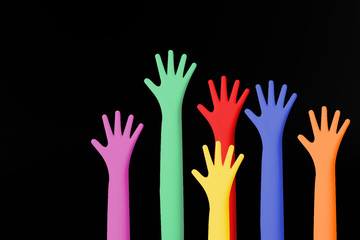 The Colour hands up image closeup