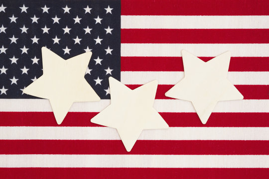 United States of America flag with three wood stars