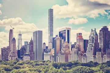 Poster Retro toned picture of Upper East Side skyline over Central Park, New York City, USA. © MaciejBledowski