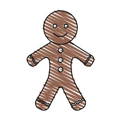 Gingerbread man doodle over white background vector illustration