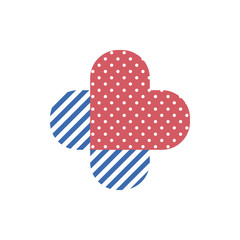 Obraz premium Decorative medical sign in retro style. Logo two hearts