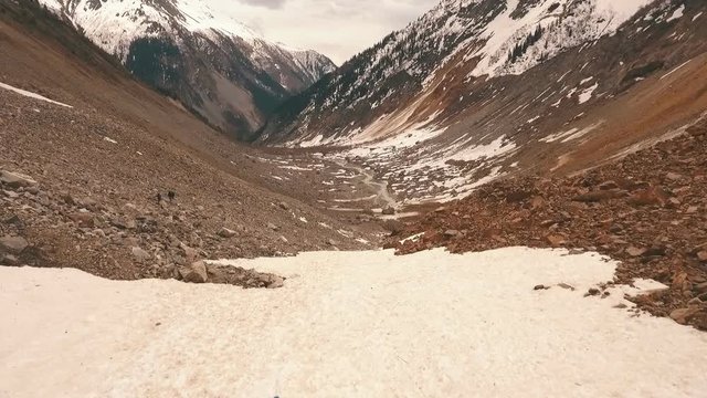 couple kissing on the background of the glacier