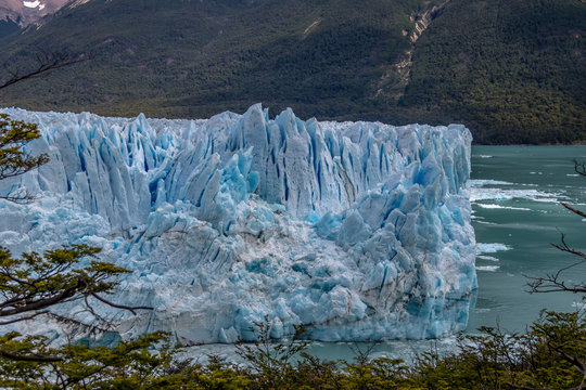 Close view of Perito Moreno Glacier at Los Glaciares National Park in Patagonia - El Calafate, Santa Cruz, Argentina
