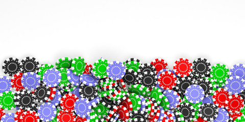 Casino chips background and copy space 3d illustration