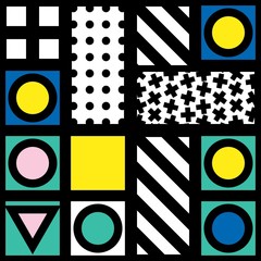 Decorative geometric shapes tiling. Multicolor irregular pattern.  Abstract colorful background. Artistic decorative ornamental lattice - 159236966