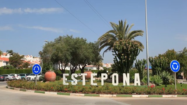 Roundabout in the city of Estepona, Province of Malaga, Andalucia, southern Spain