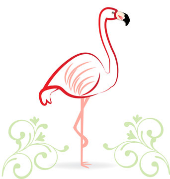 Flamingo floral logo vector