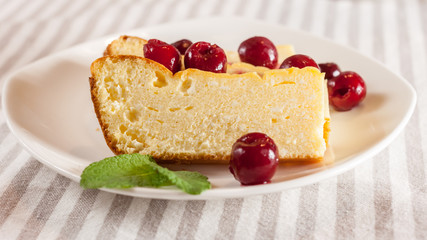 appetizing cottage cheese casserole piece