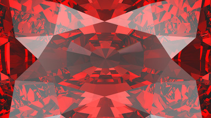 3D illustration crop red ruby diamond texture zoom.