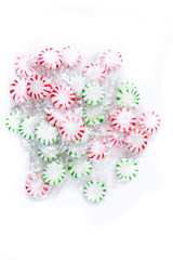 Mint hard candies isolated on a white background