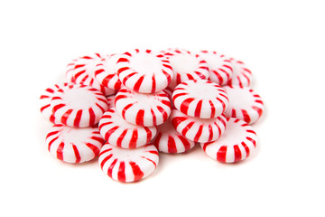 Mint hard candies isolated on a white background