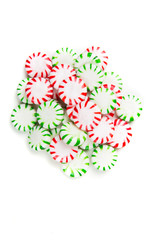 Mint hard candies isolated on a white background