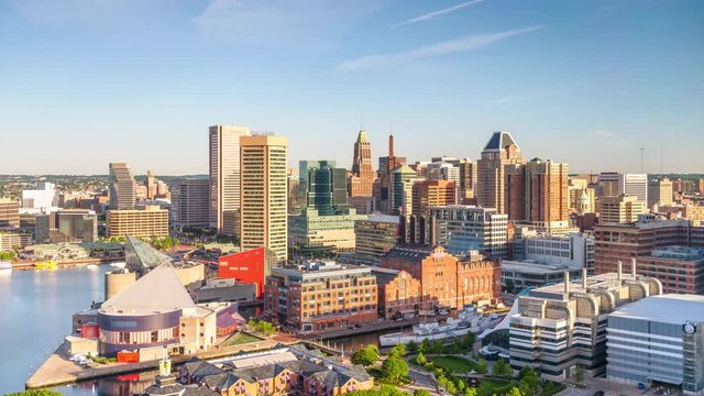 Baltimore, Maryland, USA skyline time lapse