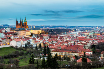 Obraz premium Area Lesser Town of Prague, near the church Saint Vitus, Ventseslaus and Adalbert. Czech Republic.