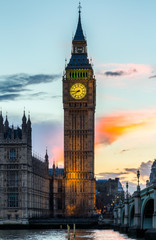 Fototapeta na wymiar Big Ben, London, UK. A view of the popular London landmark, the clock tower known as Big Ben.