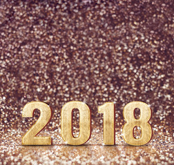 Vintage filter tone of happy new year 2018 (3d rendering) at sparkling glitter background ,Holiday Greeting card,leave space for adding your content