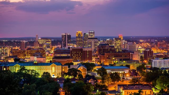 Birmingham, Alabama, USA skyline time lapse.