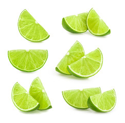 lime slices isolated. set