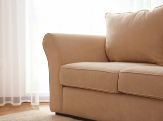 Sofa in living room, closeup