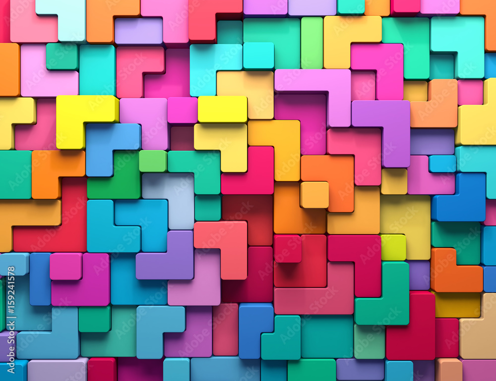 Poster 3d rendering abstract background of multi-colored rounded shapes