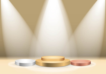 Winners podium with spotlight Vector