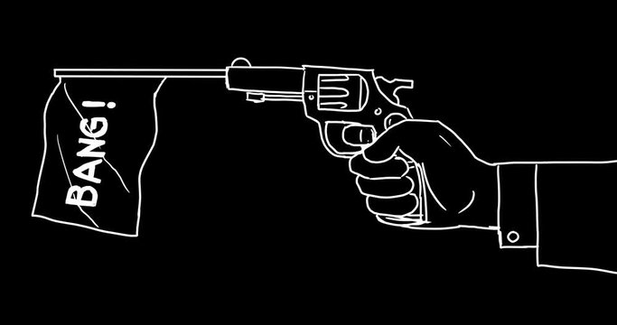 Hand Firing Gun Flag Bang 2D Animation