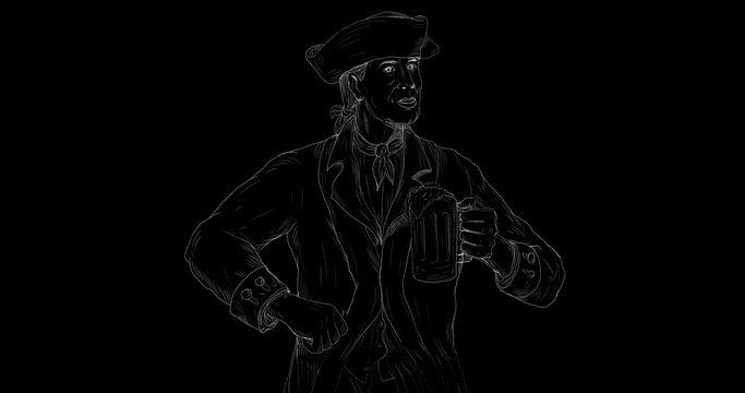 American Patriot Showing Beer Toast 2D Animation