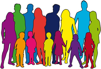 Obraz premium Family of silhouettes.