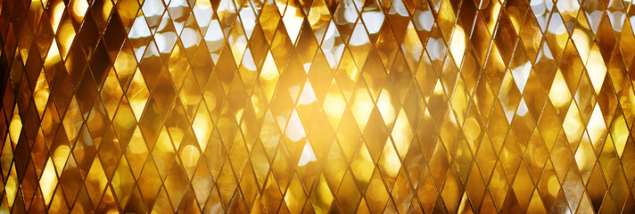 Shining golden mosaic glass background - obrazy, fototapety, plakaty