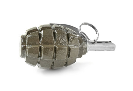 Hand grenade on white background