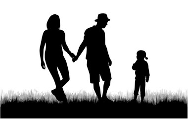 Family silhouettes in nature.