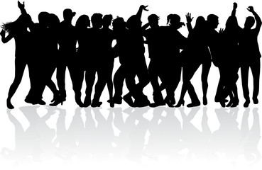 Dancing people silhouettes.