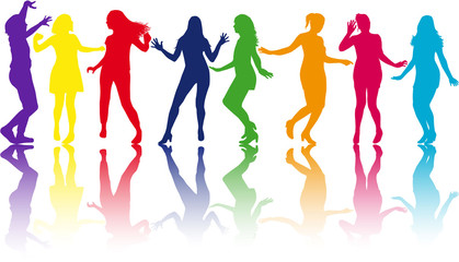 Dancing people silhouettes.