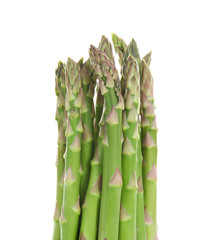 Asparagus sprouts on white background. Aphrodisiac food for increasing sexual desire