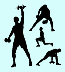 Fitness and weight lifting sport silhouettes. Good use for symbol, logo, web icon, mascot, or any design you want. Easy to use.