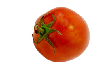 Fresh red tomato are placed on a white background.