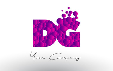 DG D G Dots Letter Logo with Purple Bubbles Texture.