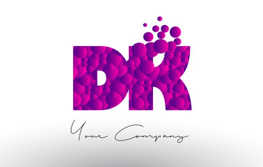DK D K Dots Letter Logo with Purple Bubbles Texture.