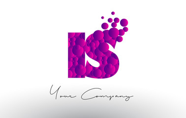 IS I S Dots Letter Logo with Purple Bubbles Texture.